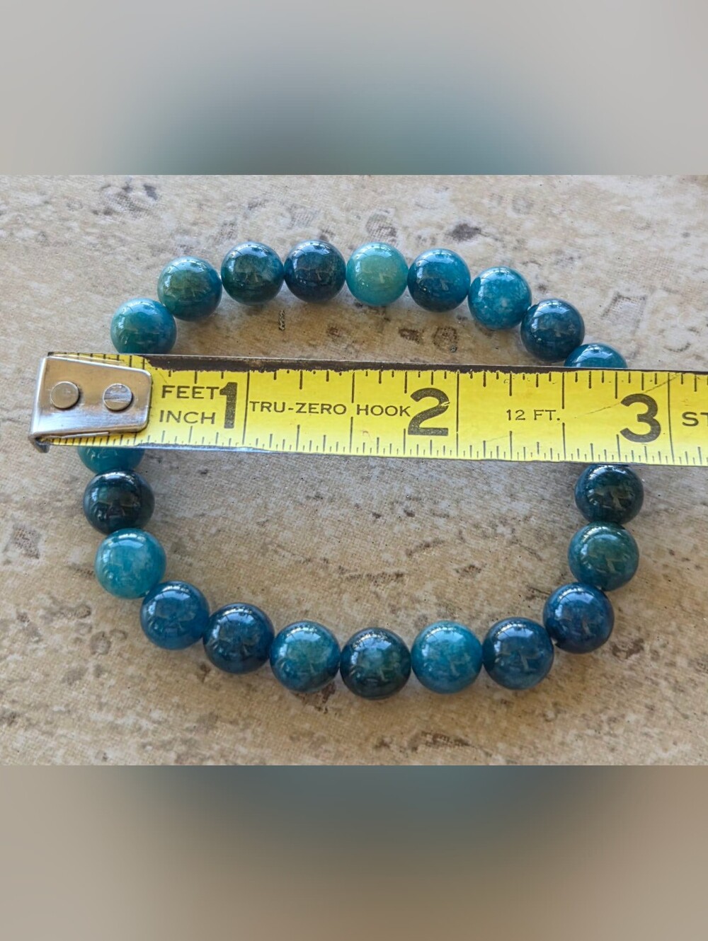 NWOT Genuine Blue Apatite Gemstone Beaded Stretch Bracelet. - Picture 6 of 6